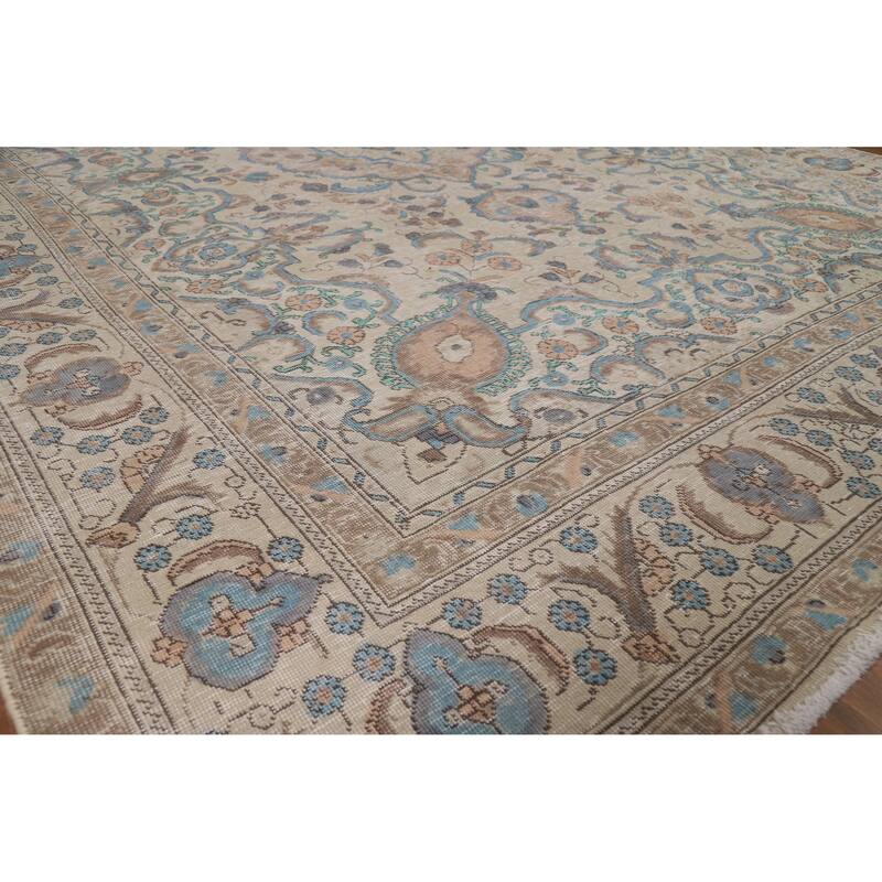 Tabriz Persian Vintage Area Rug Hand-Knotted Traditional Wool Carpet - 8'2" x 11'8"