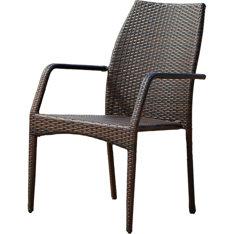 Roomfitters Outdoor PE Wicker Chairs with Deep Seat and Iron Frame, Set of 2, Brown