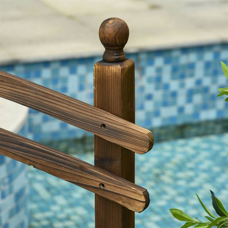 Outsunny 7.5' Fir Wood Garden Bridge Arc Walkway with Side Railings