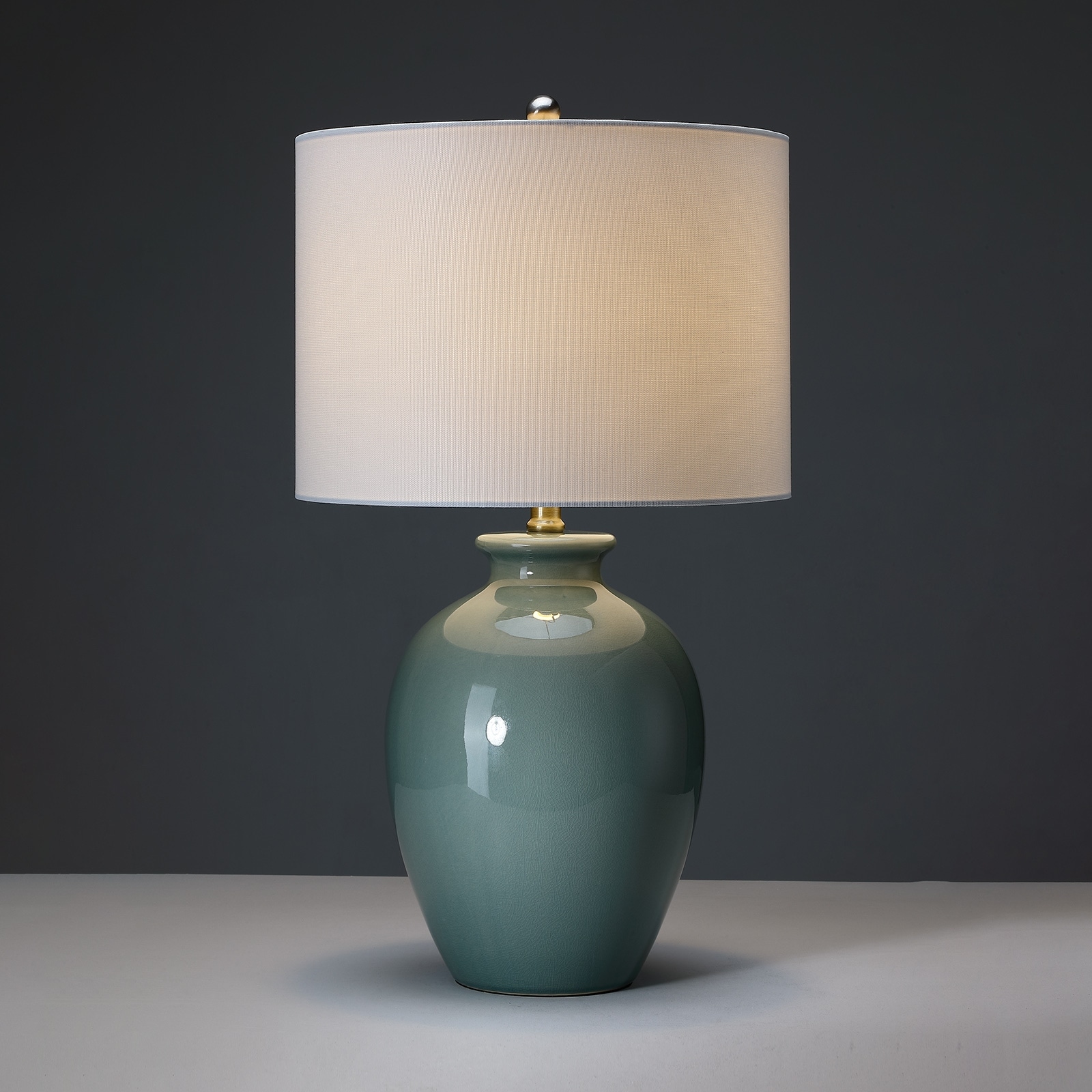 3-Way Ceramic Table Lamp with White Shade - 24.5" H