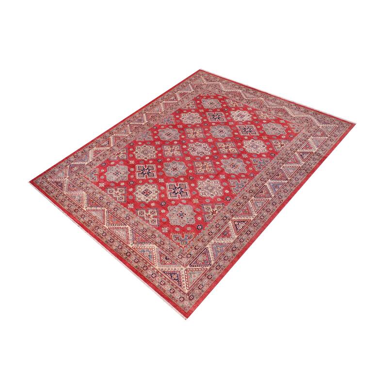 Tribal Super Kazak Lennox Red/Beige Hand Knotted Wool Rug - 11'11'' x 14'8''