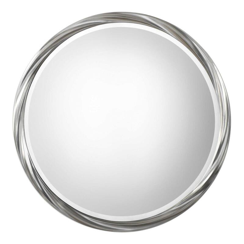 Uttermost Orion 36" Round Twist Frame Contemporary Wall Mirror by Jim - Silver