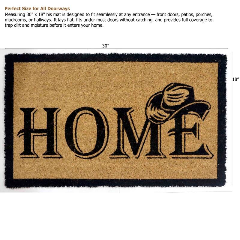 Gardenised Heavy Duty Coco Coir Doormat Non Slip PVC Baking Embossed Welcome Design Natural Coconut Fiber Floor Mat 18x30"