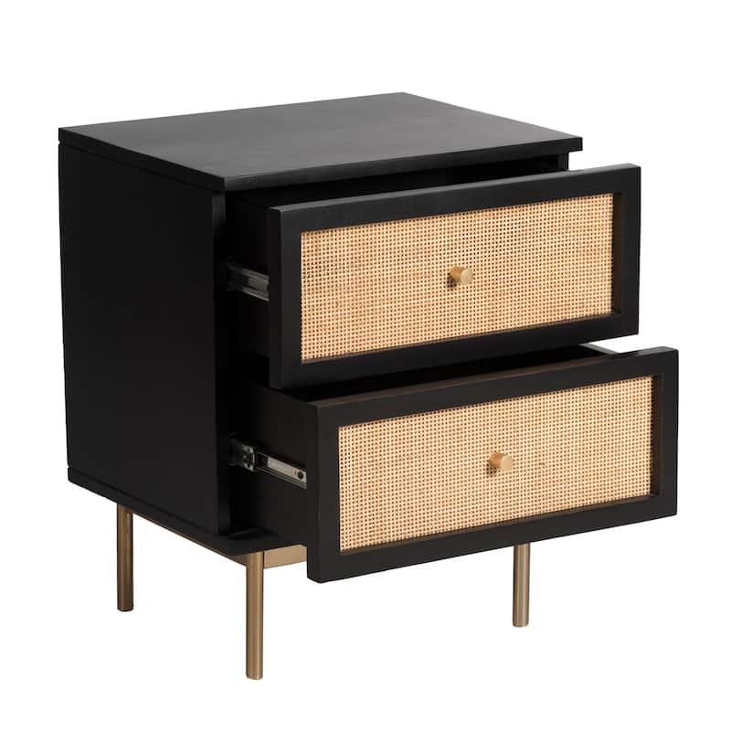 Curtis Solid Wood Two-Drawer Nightstand