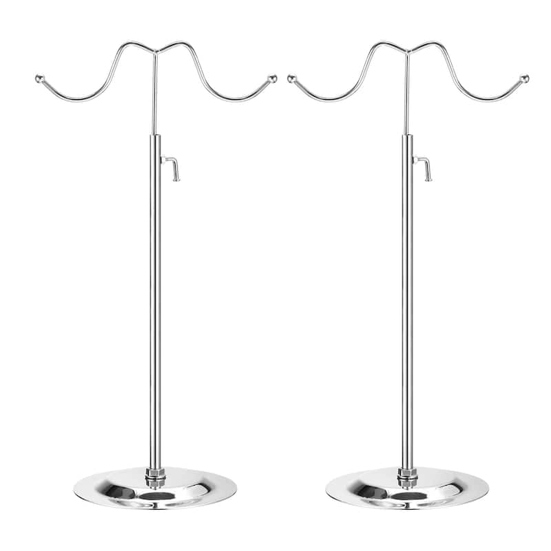 Purse Display Stand Set 2 Pack Adjustable Double Hook Handbag Rack - Silver