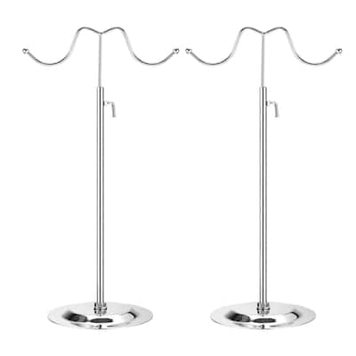 Purse Display Stand Set 2 Pack Adjustable Double Hook Handbag Rack - Silver