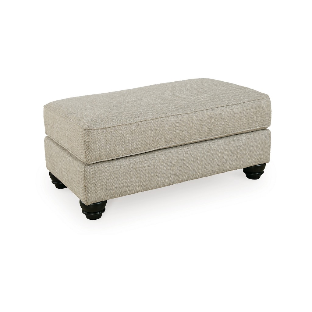 Asen 44 Inch Ottoman with Plush Cushion in Beige Polyester Upholstery