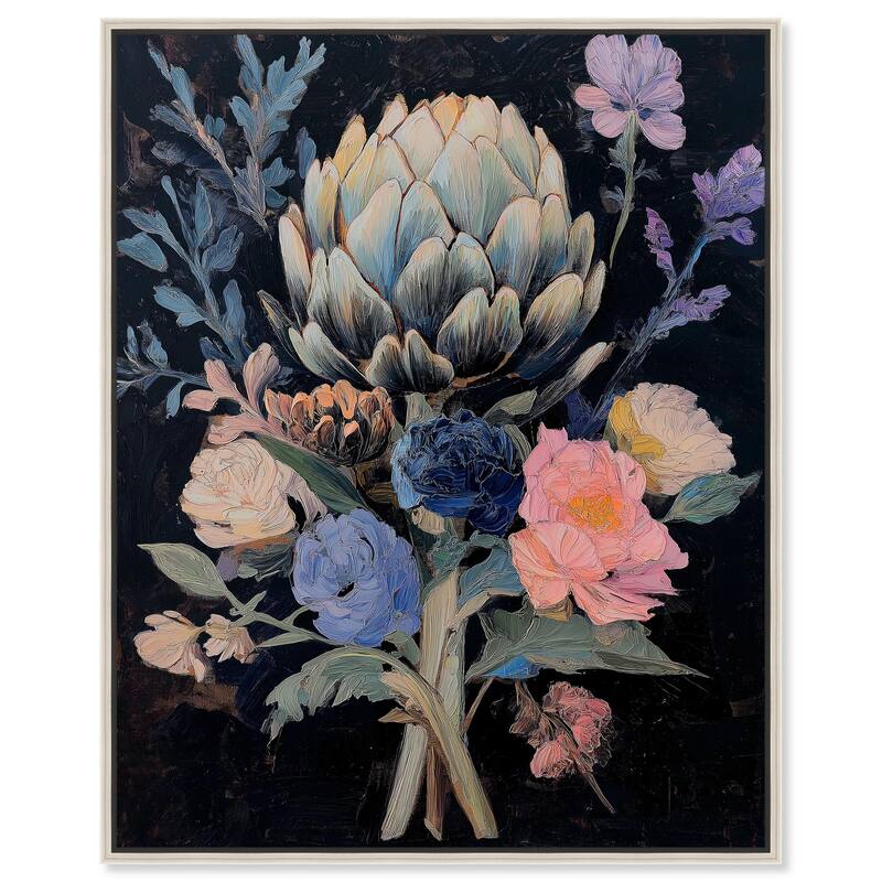 Moody Artichoke I Canvas by Art Remedy - 36" x 45" - Silver