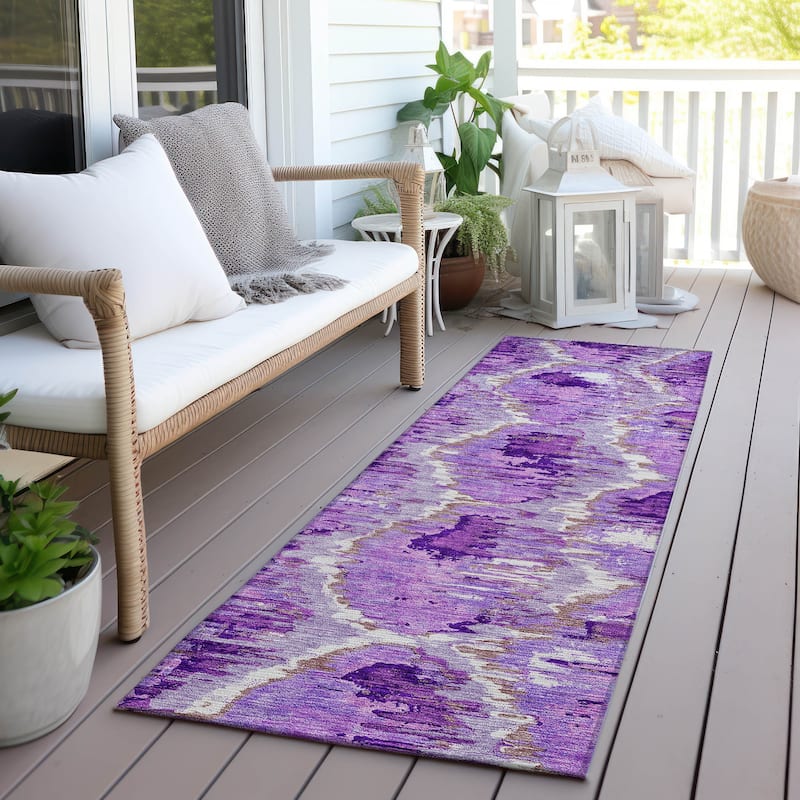 Machine Washable Indoor/ Outdoor Chantille Contemporary Abstract Rug - Lavender - 2'3" x 7'6"