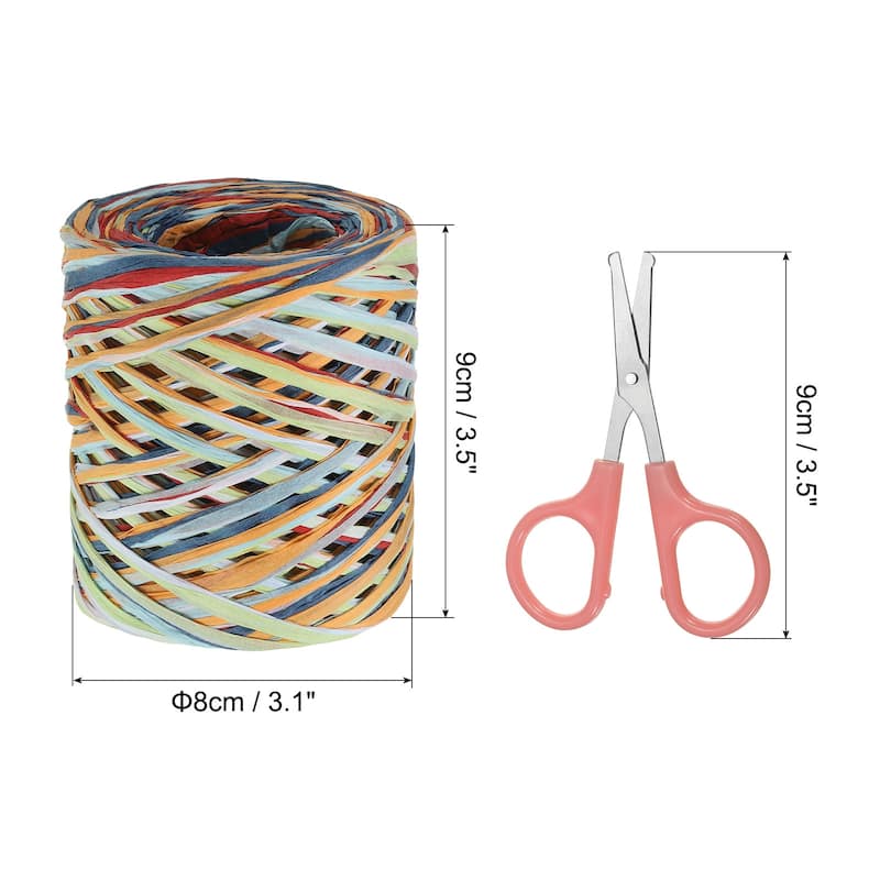 Raffia Ribbon, Natural Raffia String with Scissor, 218 Yards - Orange, Red