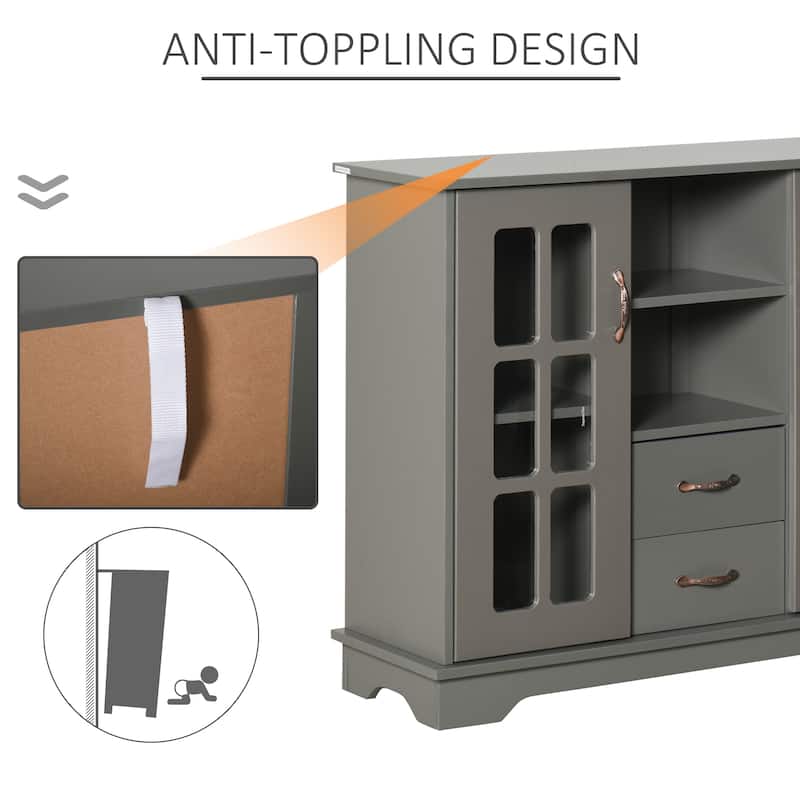 HOMCOM Modern Sideboard Storage Console Cabinet with Glass Door and Drawer for Kitchen, Living & Dining Room