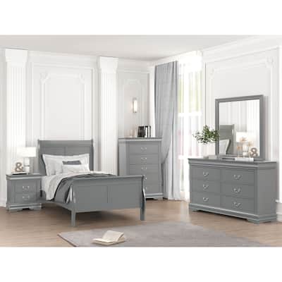 Furniture of America Mayday Traditional Solid Wood Kids 6-Piece Sleigh Bedroom Set