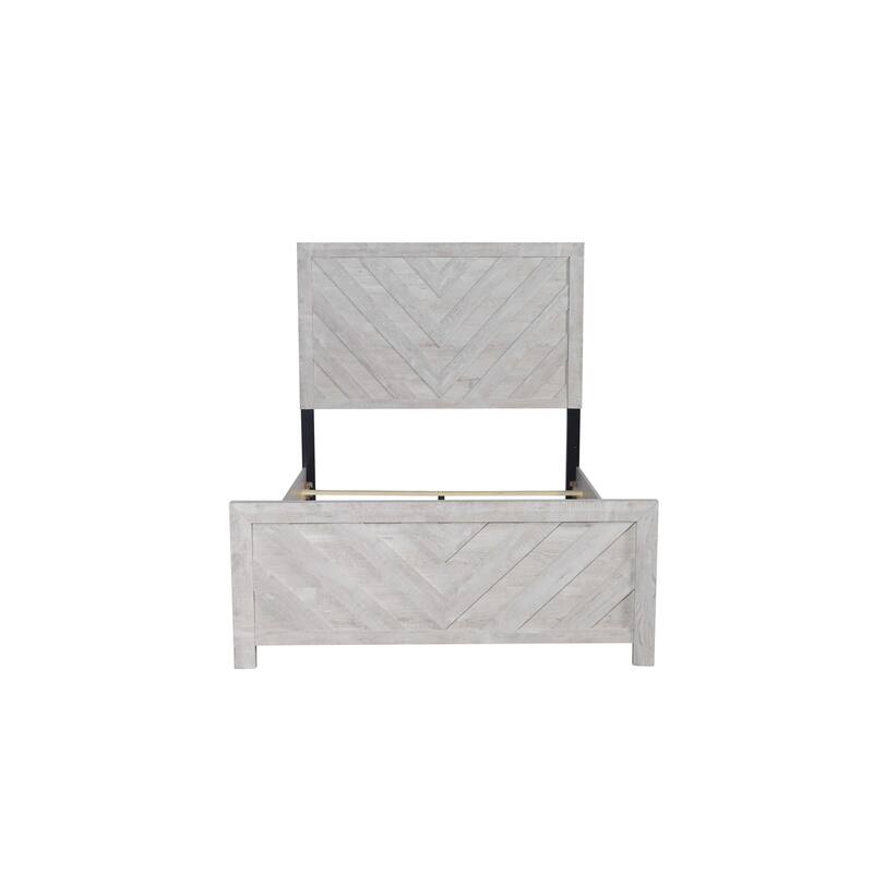 Modern Full Bed with Wood Frame and Sophisticated Headboard