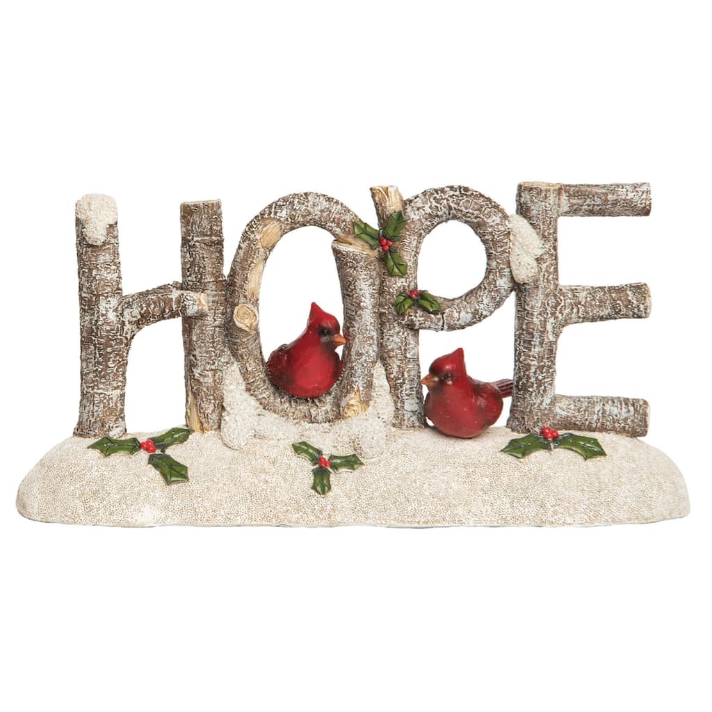 Transpac Resin 12 in. Multicolored Christmas Birch Peace/Hope Cardinal Decor