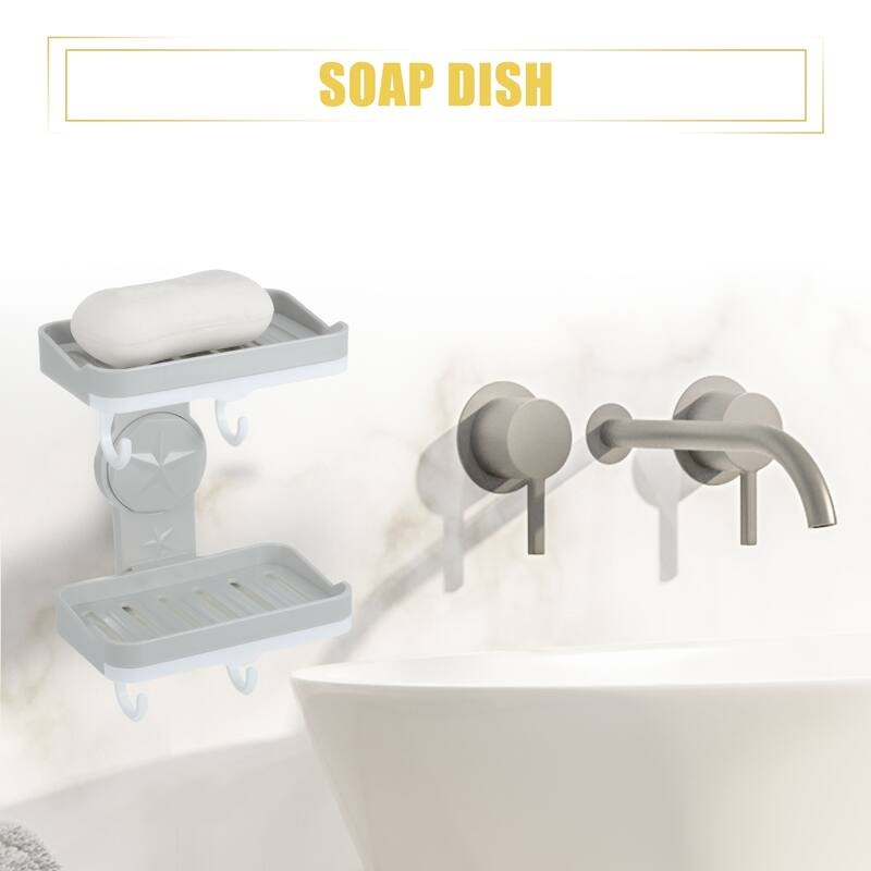 Wall Mounted Soap Dish Soap Box Soap Holder for Bathroom Kitchen - Gray