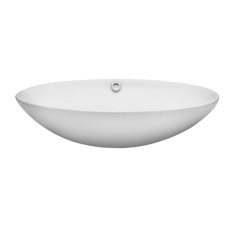 Miseno Bright White 24-3/4" Oval Porcelain Vessel Bathroom Sink