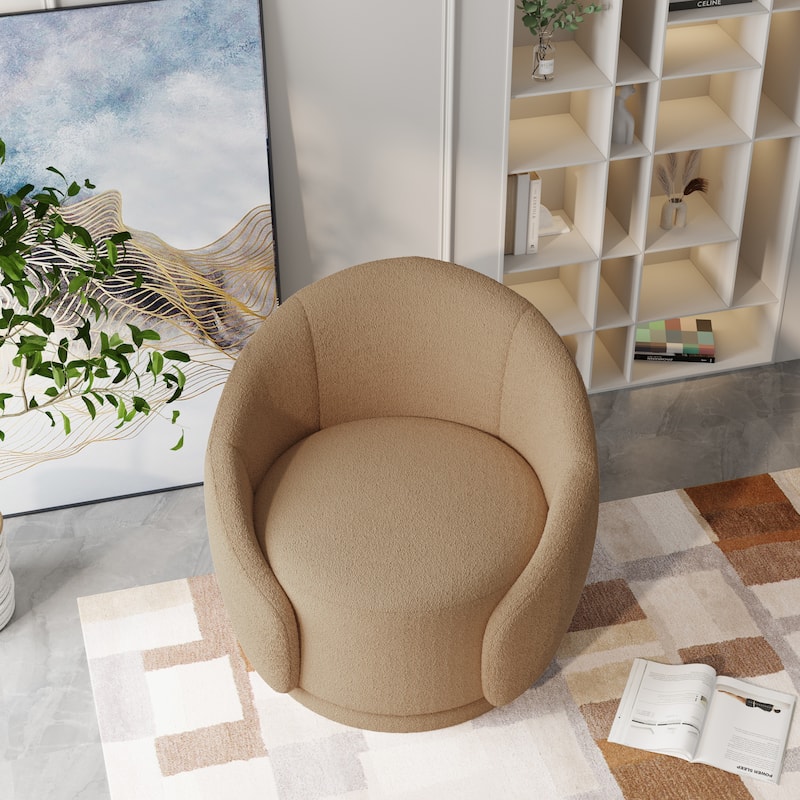 Upholstered Boucle Swivel Barrel Chair