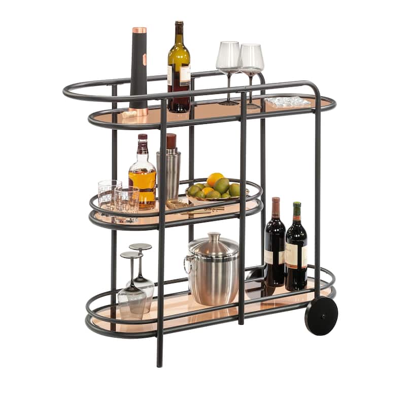 Coral Cape Bar Cart Metal/glass - Black