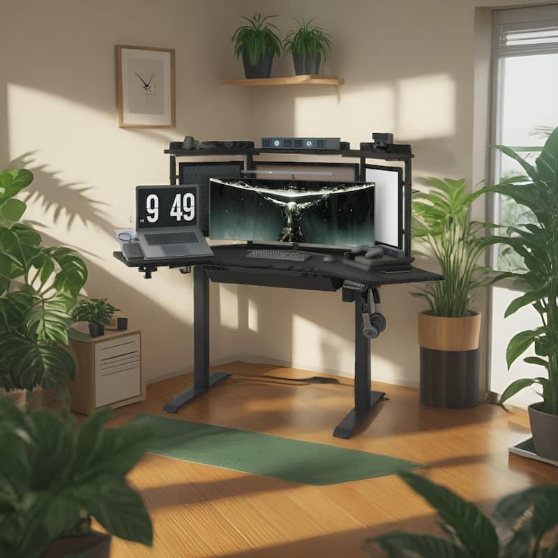 KOWO K314 Corner Electric Standing Desk L Shaped Height Adjustable Workstation for Home Office, Sit Stand Computer Desk - 67"DD - Black