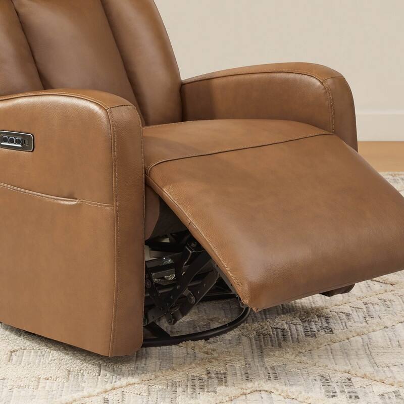 Kinsley Triple Motor Leather Power Swivel Recliner with Adjustable Lumbar