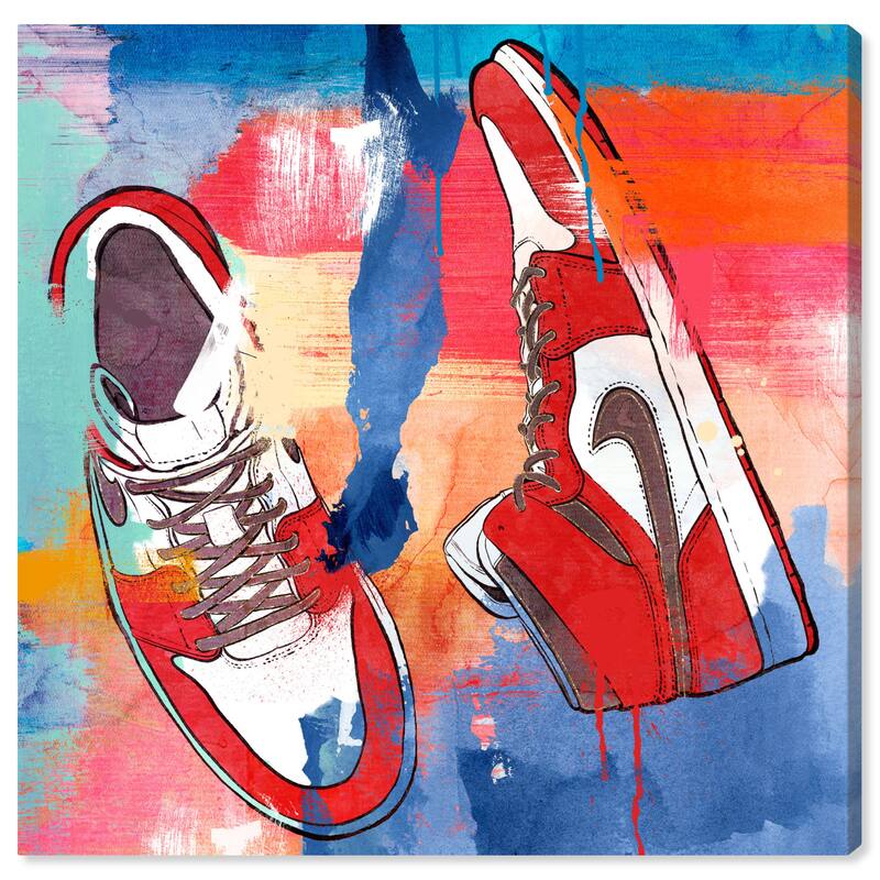 Wynwood Studio Fashion and Glam Sneaker Style II Red and Modern & Contemporary Wall Art Canvas Print