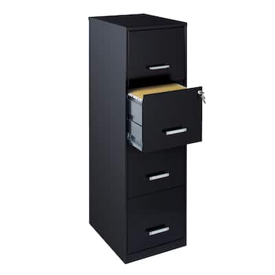 Space Solutions 18-inch Deep 4-drawer Black Metal File Cabinet