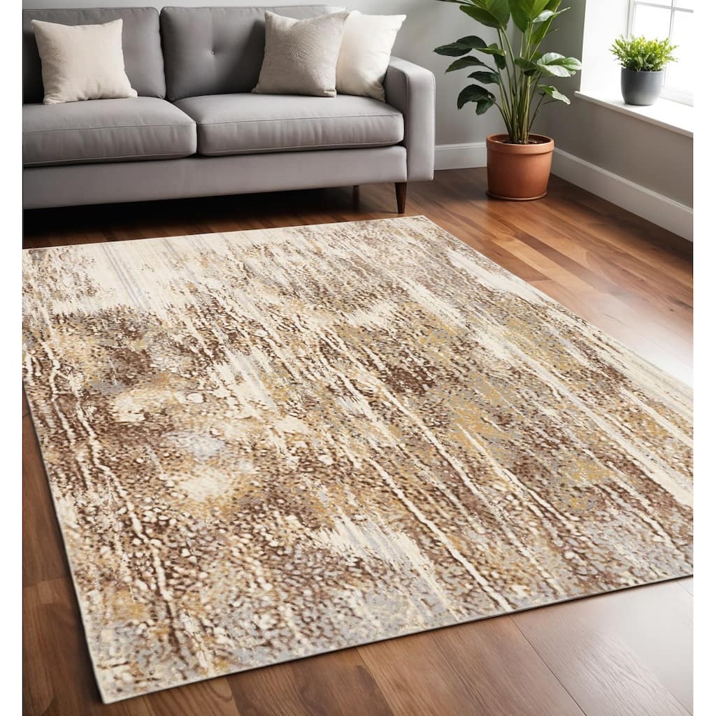 Vina Abstract Modern Non Skid Woven Durable Area Rug By HomeRoots - 5' x 8'