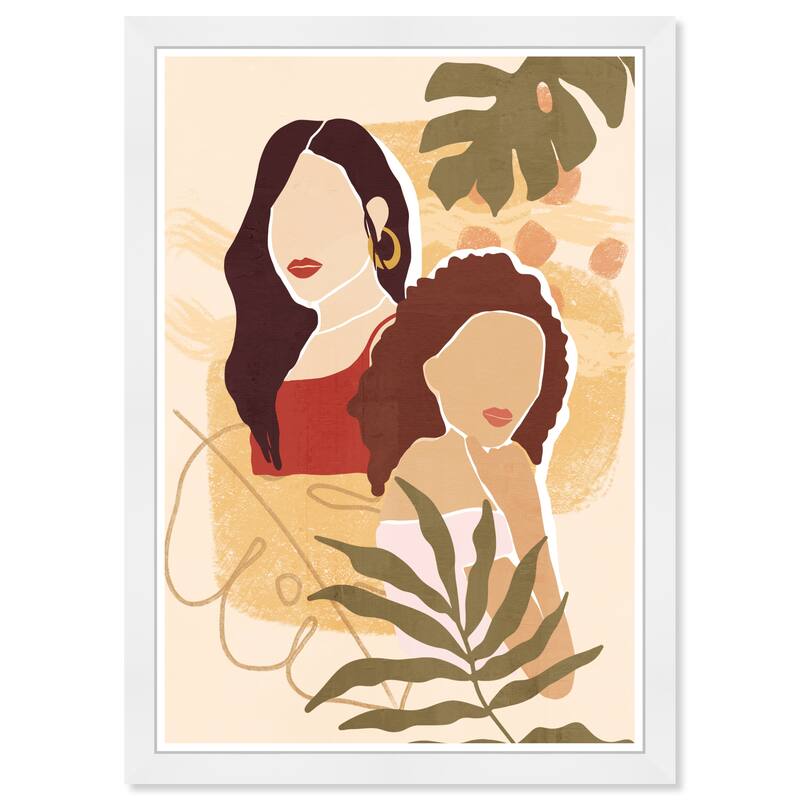 Wynwood Studio Prints People and Portraits Tropical Ladies White and Cream White Modern & Contemporary Wall Art Canvas Print