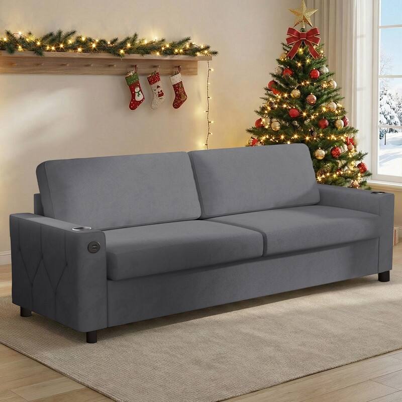 Mixoy Pull Out Sofa Bed,Sleeper Sofa Couch with Memory Foam Mattress,Cup Holder,USB,Pull Out Couch Bed