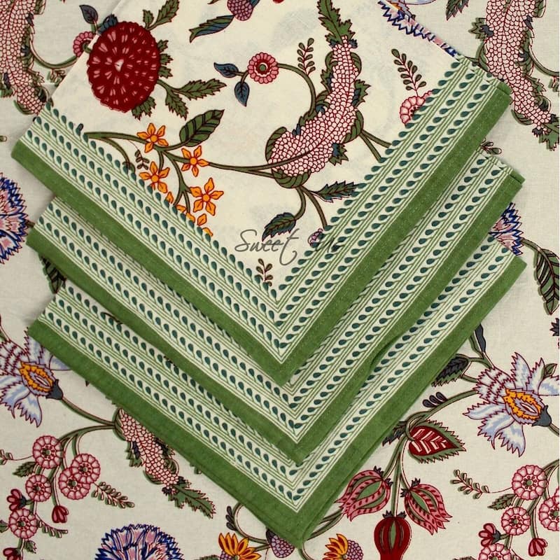 Cotton Floral Berry Print Tablecloth Collection