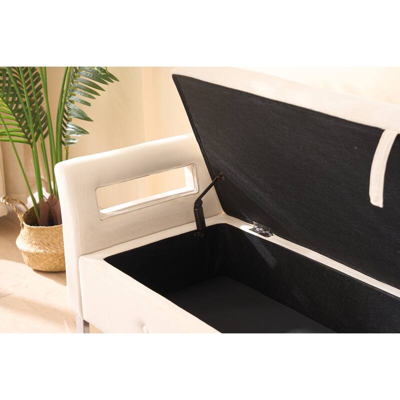 67.91"Wide Velvet Storage Soft Bench with Armrests for Living Room, Entryway and Bedroom
