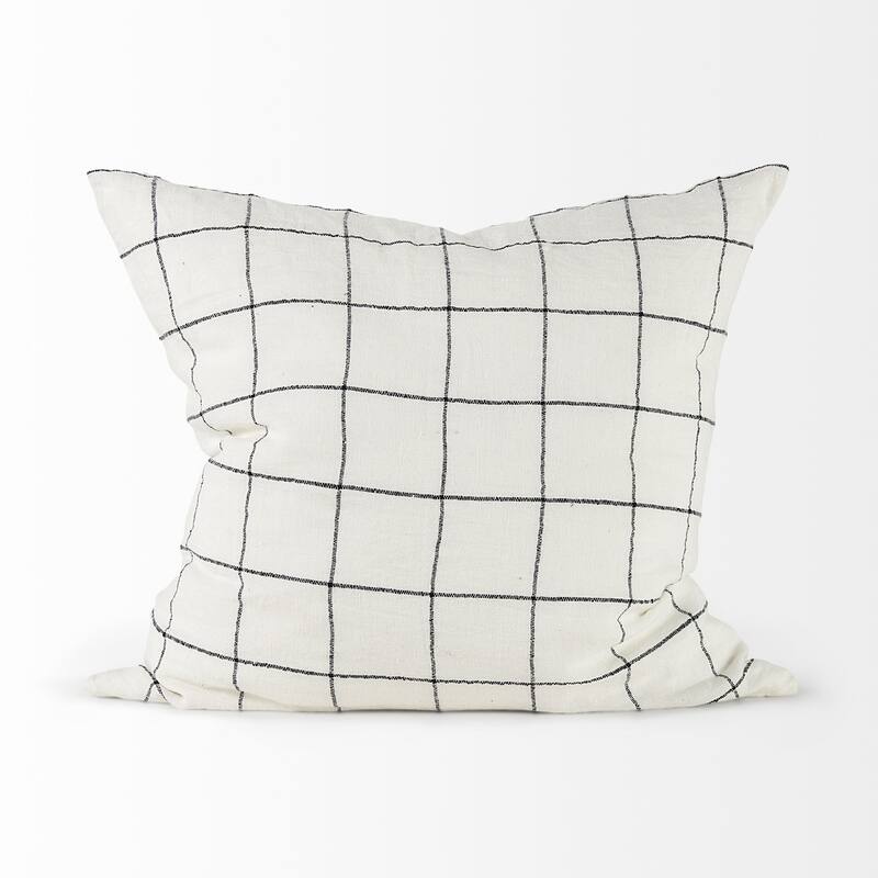 White and Black Grid Accent Pillow Cover