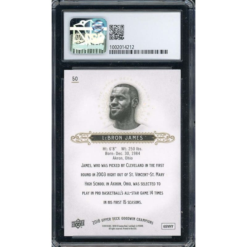 LeBron James 2018 Upper Deck Goodwin Champions Card #50 Graded CSG 9.5 - 8'6" x 11'6"