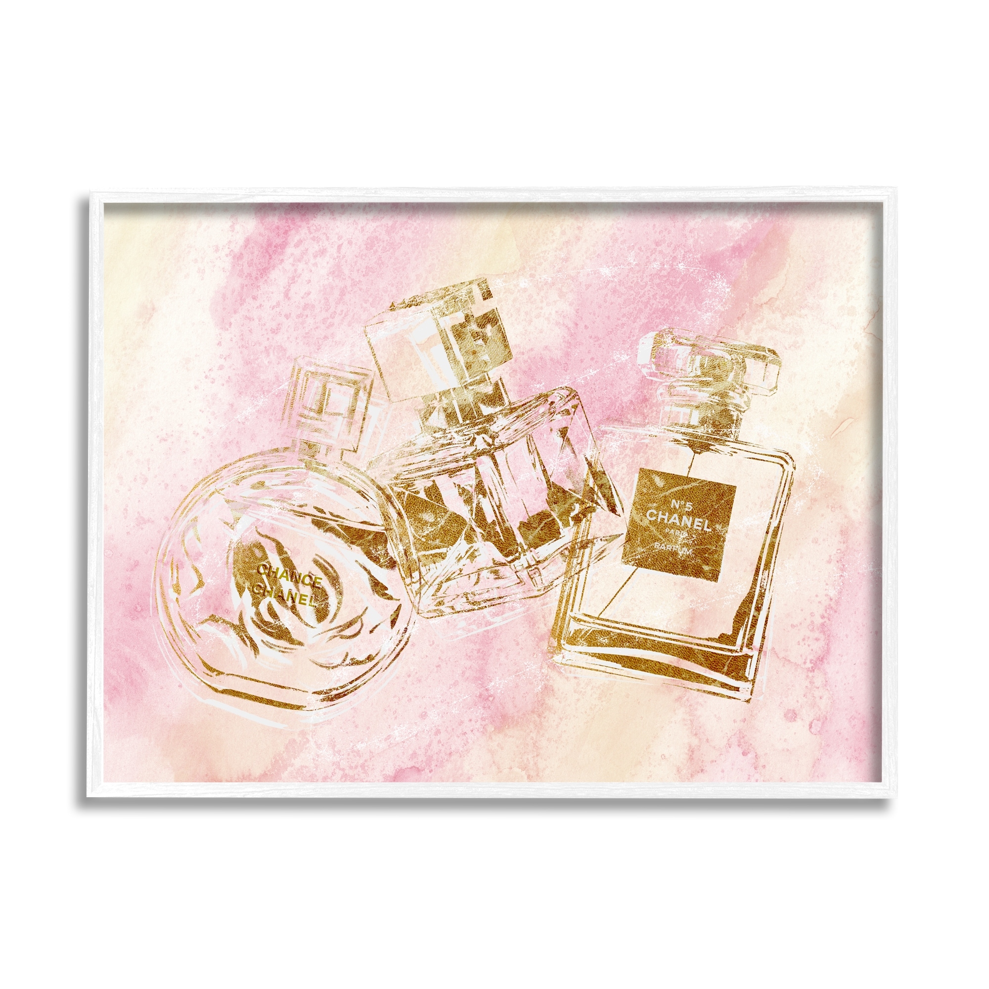 Stupell Fashion Bottle Trio Gold Glam Abstract Pattern Framed Wall Art -  Pink - On Sale - Bed Bath & Beyond - 35295770