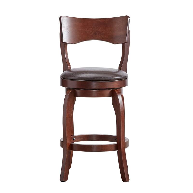 Verona Swivel 24-inch Counter Height Stool by iNSPIRE Q Classic - Cherry-Brown Faux Leather -Curved