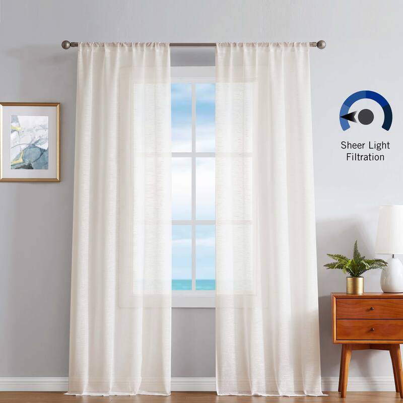 Nautica Erasmus Sheer Rod Pocket Window Curtain Panel Pair
