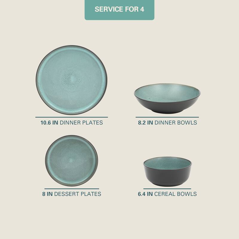 Gibson Elite Tribeca Loft 16-Piece Dinnerware Set - Modern Rustic Tableware for 4, Dishwasher & Microwave Safe