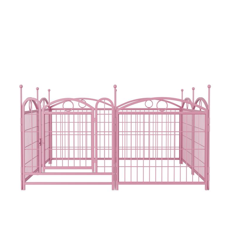 Dog Playpen 24 inch 8 Panels Metal Dog Pen Pet Dog Fence with Doors, Heavy Duty Dog Fence Puppy Pen Foldable Pet Exercise Pen