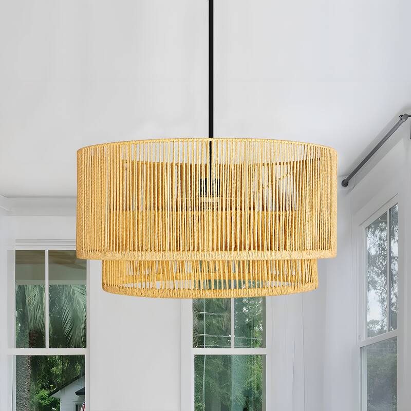 Hand-Woven Rattan Pendant Light