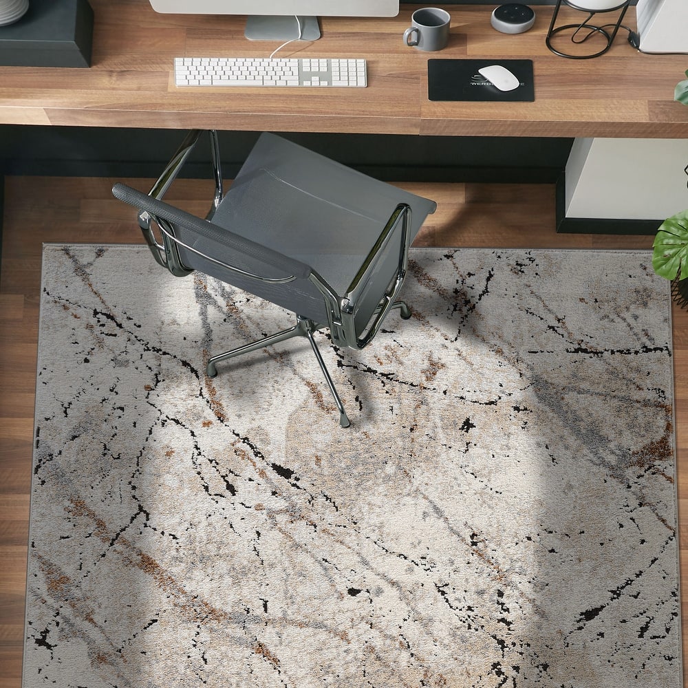World Rug Gallery Marble Design Area Rug – Gray / Ivory