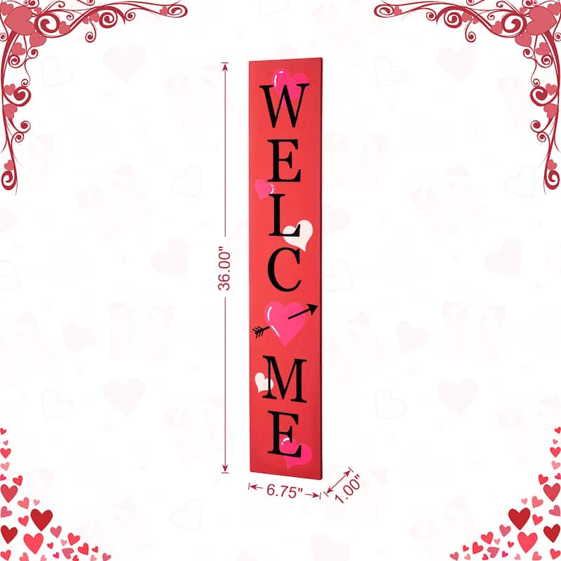 Glitzhome 36"H Valentine's Wooden Welcome Porch Sign
