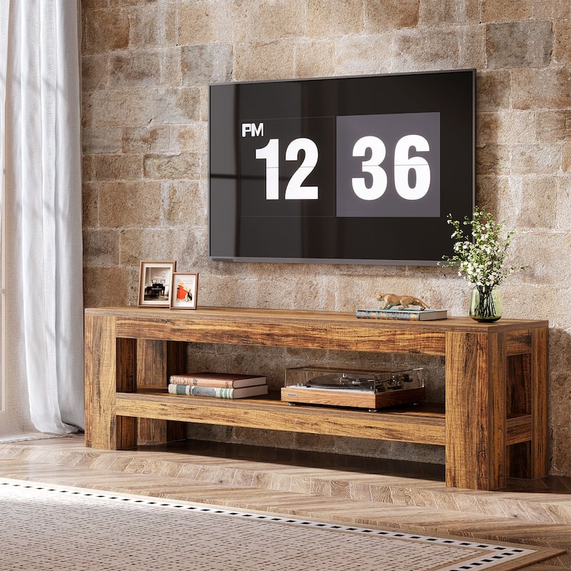 59" TV Stand for 55/60/65/75-Inch TVs, Rustic Media TV Console - n/a - Brown
