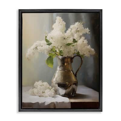 Stupell White Lilacs Still Life Framed Floater Canvas Wall Art Design By Arlington Prints