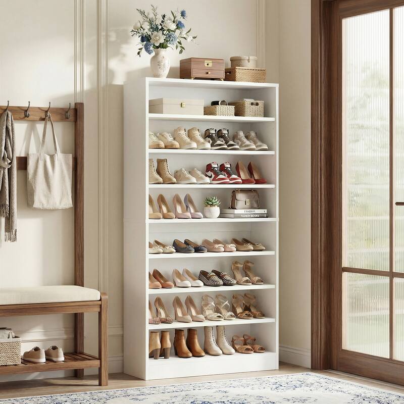 Cimly 45 Pairs Tall Shoe Cabinet, 9-Tier Wooden Shoe Storage Organizer with Adjustable Shelves