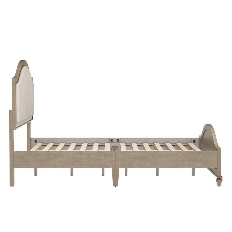 Modern Wooden Upholstered Platform Bed Frame Queen/King Size with Headboard