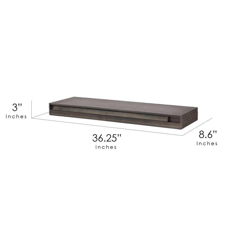 American Art Decor Large Embossed Wood Floating Wall Shelf - Black - 36.25" L x 3" H x 8.6" D