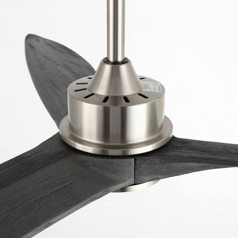 WINGBO 60 Inch DC Ceiling Fan with Lights and Remote Control, 3 Reversible Carved Wood Blades, 6-Speed Noiseless DC Motor
