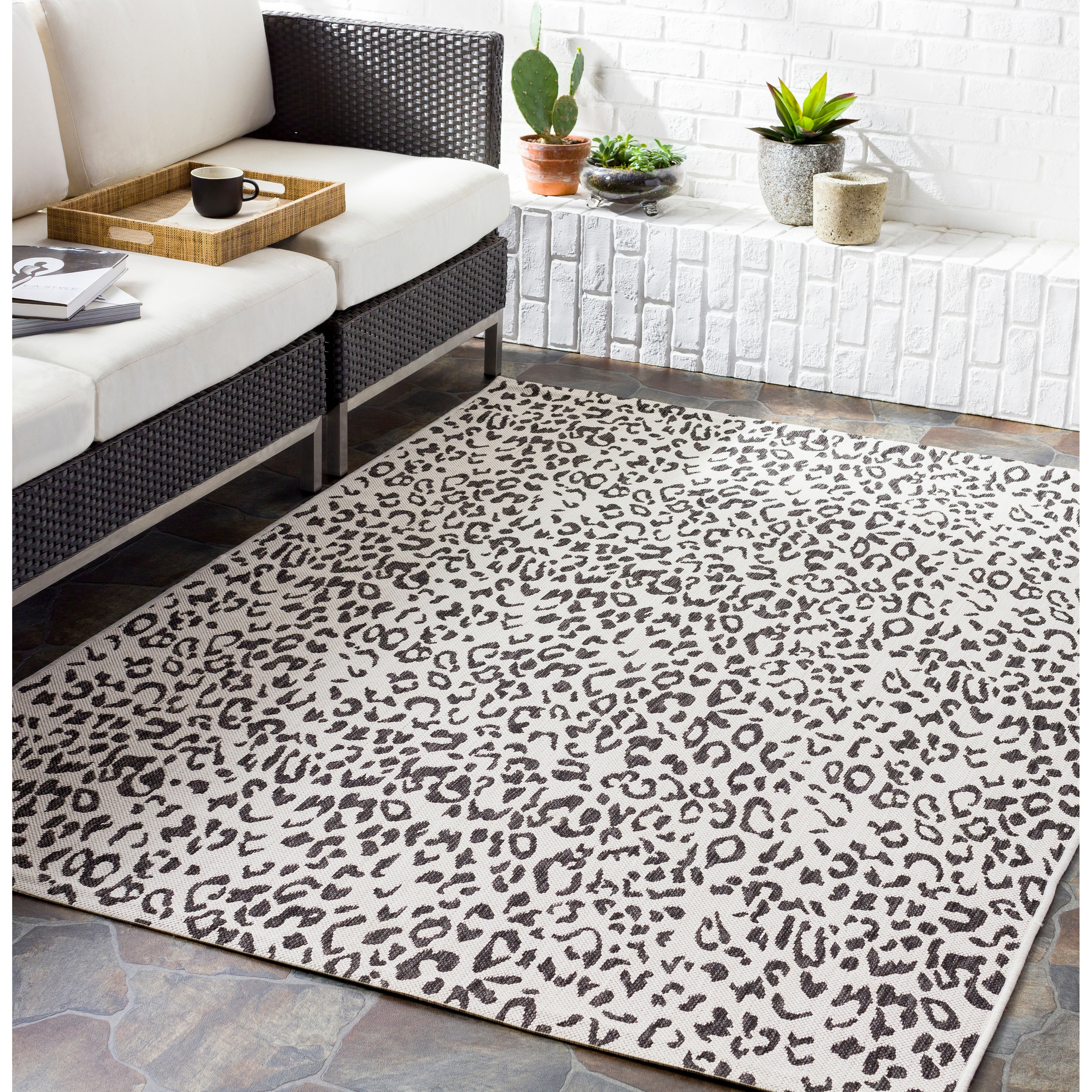 Garrettsville Animal Print Flatweave Navy Indoor / Outdoor Area Rug Three Posts Rug Size: Rectangle 5'3 x 7'3