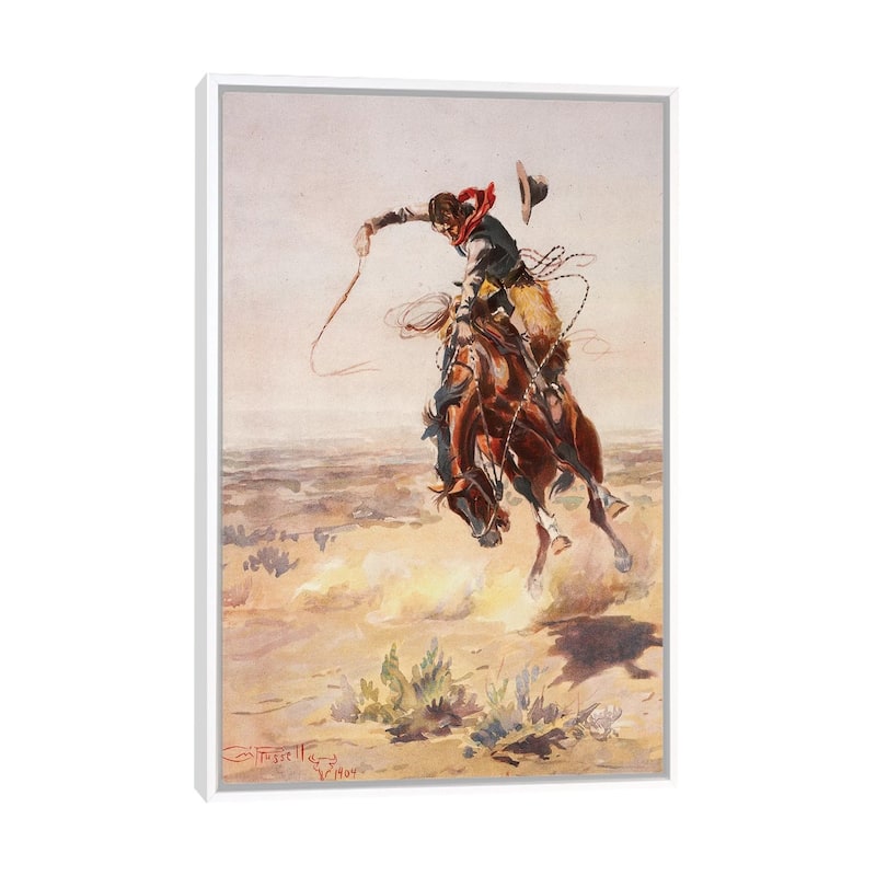 iCanvas "A Bad Hoss" by Charles Marion Russell Framed Canvas Print - White - 26x18
