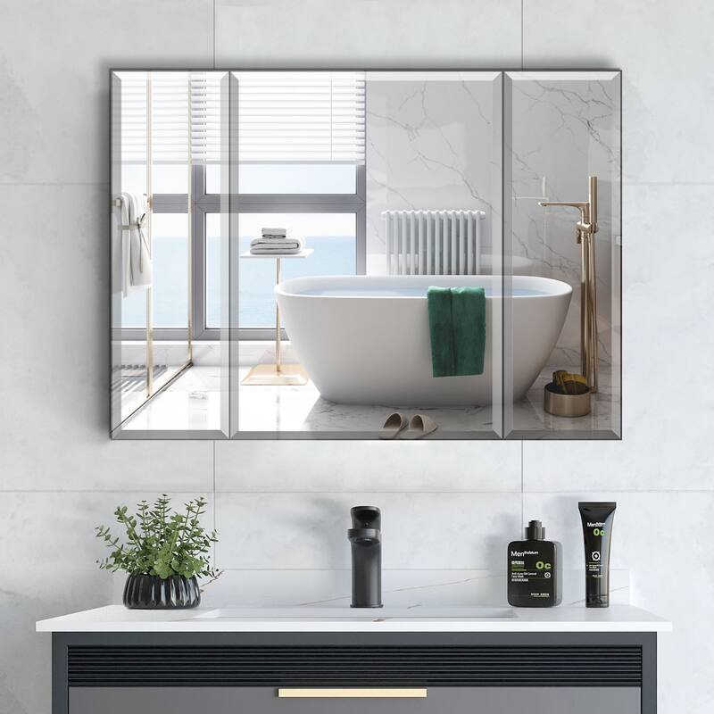 Bathroom Medicine Cabinet with Adjustable Glass Shelves, Waterproof and Rust-Resistant - 5X36 in